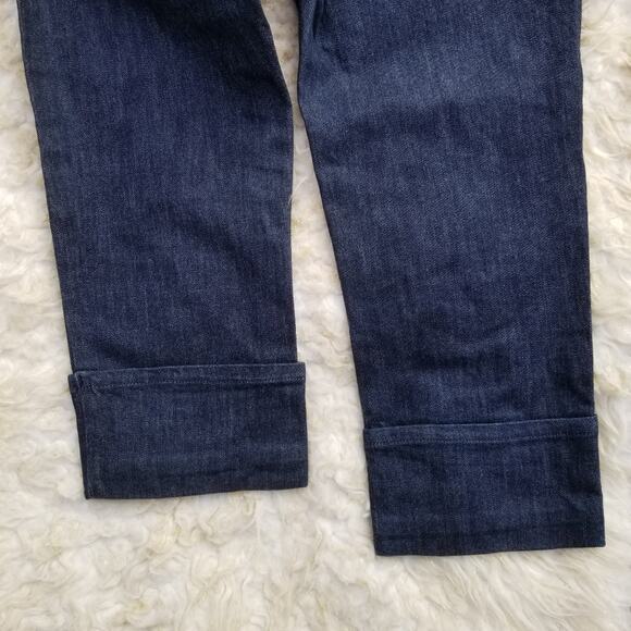 Cinch Buckle Back Capri Jeans NY & Co Size 6 Stretch Dark Stretch Denim Crop - Picture 3 of 8